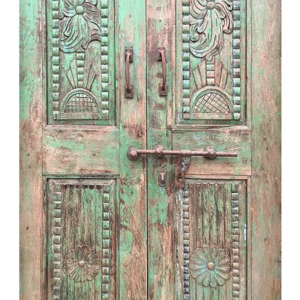 Foto Detalle Hojas Parte Delantera Puerta Antigua Teca Haora