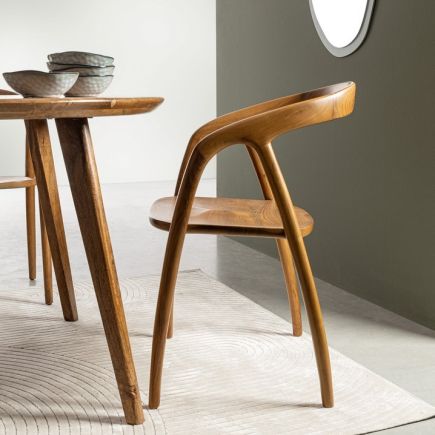 Silla Madera Teca Barnizada Boa en comedor