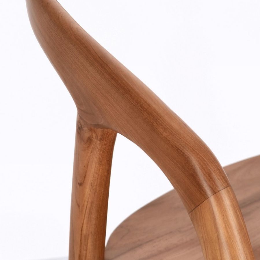 Varnished Teak Wood 'Boa' Chair