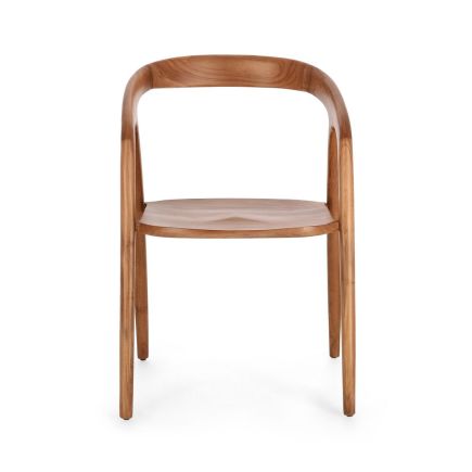 Vista Frontal Silla Madera Teca Barnizada Boa