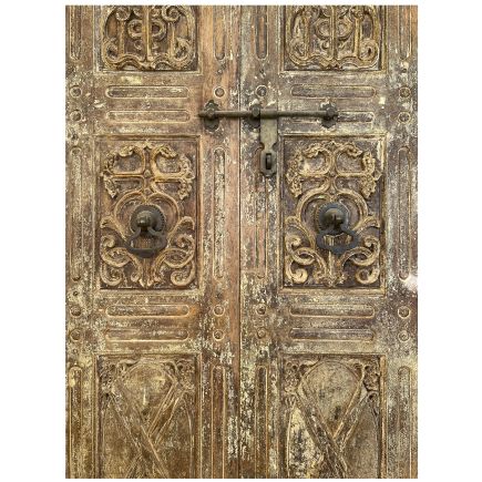 Detalle Frontal Hojas Puerta Antigua Teca Vaigai