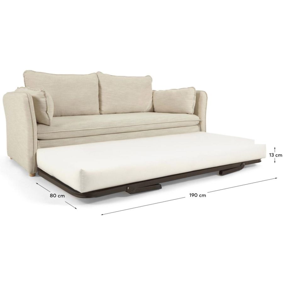 Linen Upholstered Sofa Bed 'Tanit'