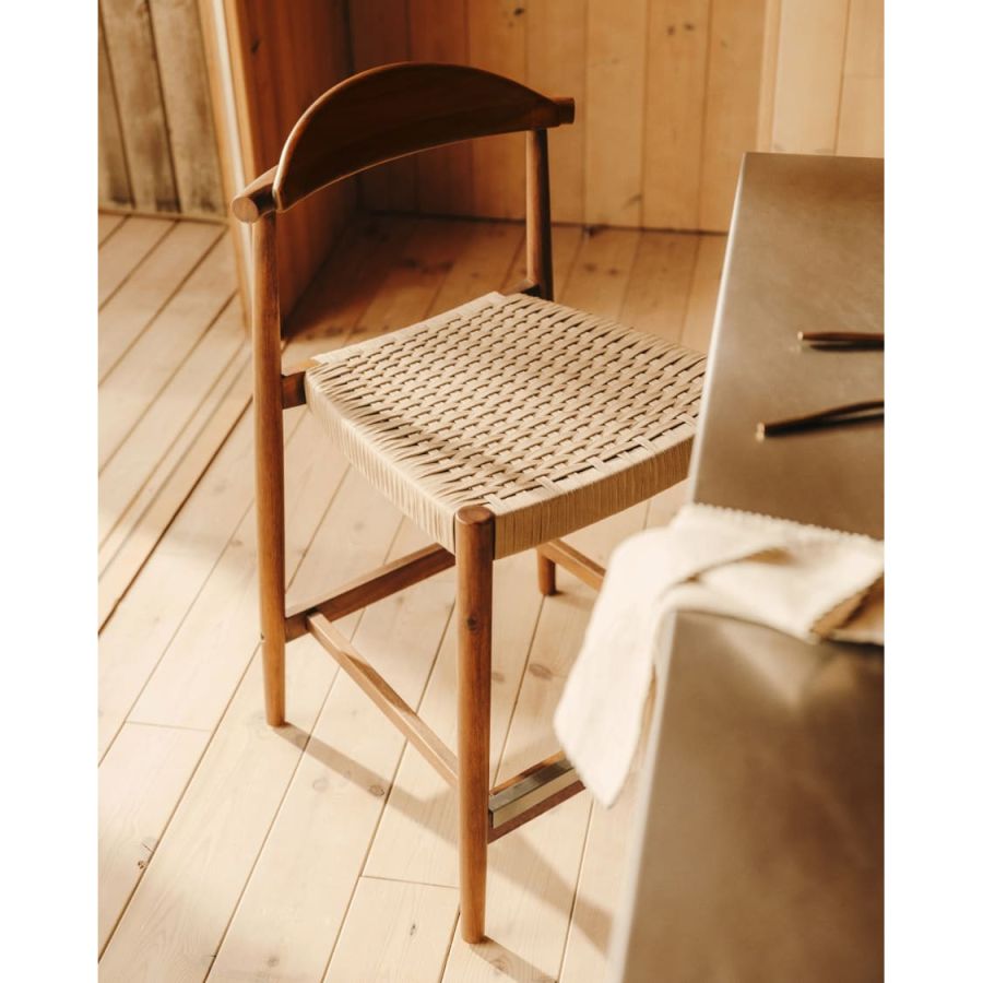 Walnut Wood and Rope Stool 'Nina'