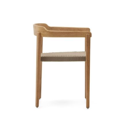 Vista Lateral Derecha Silla de Exterior Madera y Cuerda Icaro