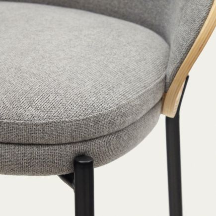 Imagen de Detalle Asiento Taburete de Chenilla Gris ‘Eamy’ Natural