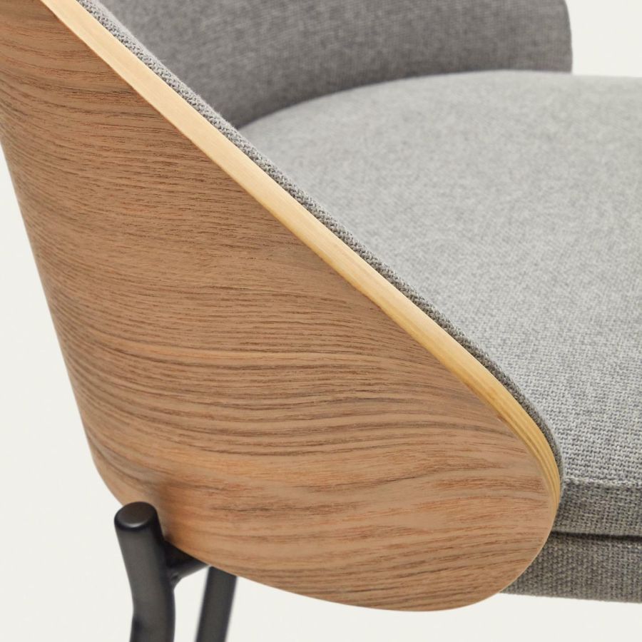 Eamy' Grey Chenille Stool