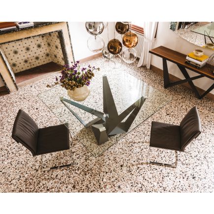 Vista Superior Mesa Comedor Cristal ‘Skorpio’ Cuadrada