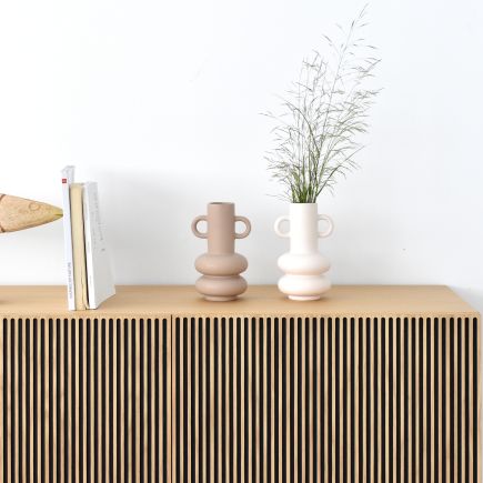 Imagen de Detalle Salón Mueble TV Listones Verticales Madera ‘Tucana’