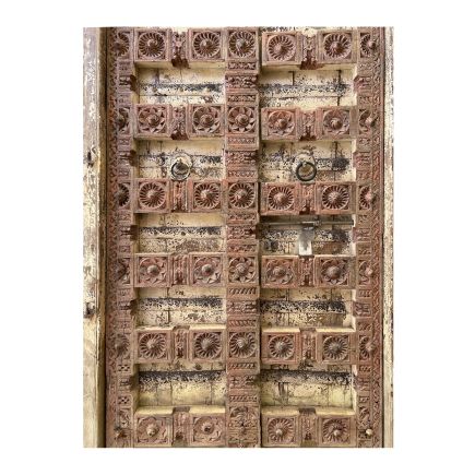 Detalle Frontal Puerta Antigua Tallada de Teca ‘Girna’