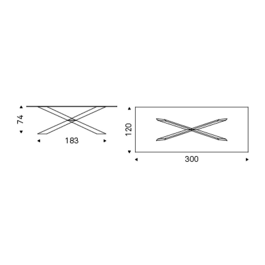 Rectangular 'Spyder' Glass Dining Table