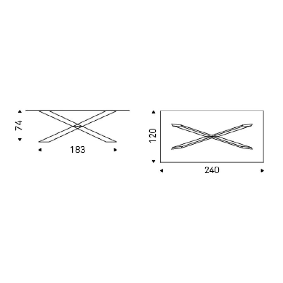 Rectangular 'Spyder' Glass Dining Table