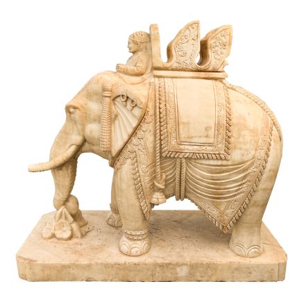 Parte Lateral Figura de Elefante de Mármol Blanco ‘Ankur’