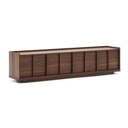 Vista Lateral Derecha Mueble TV Chapa de Nogal ‘Onix’