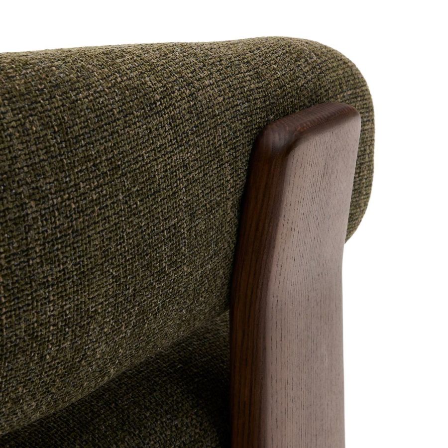 Chenille and walnut armchair 'Granite'
