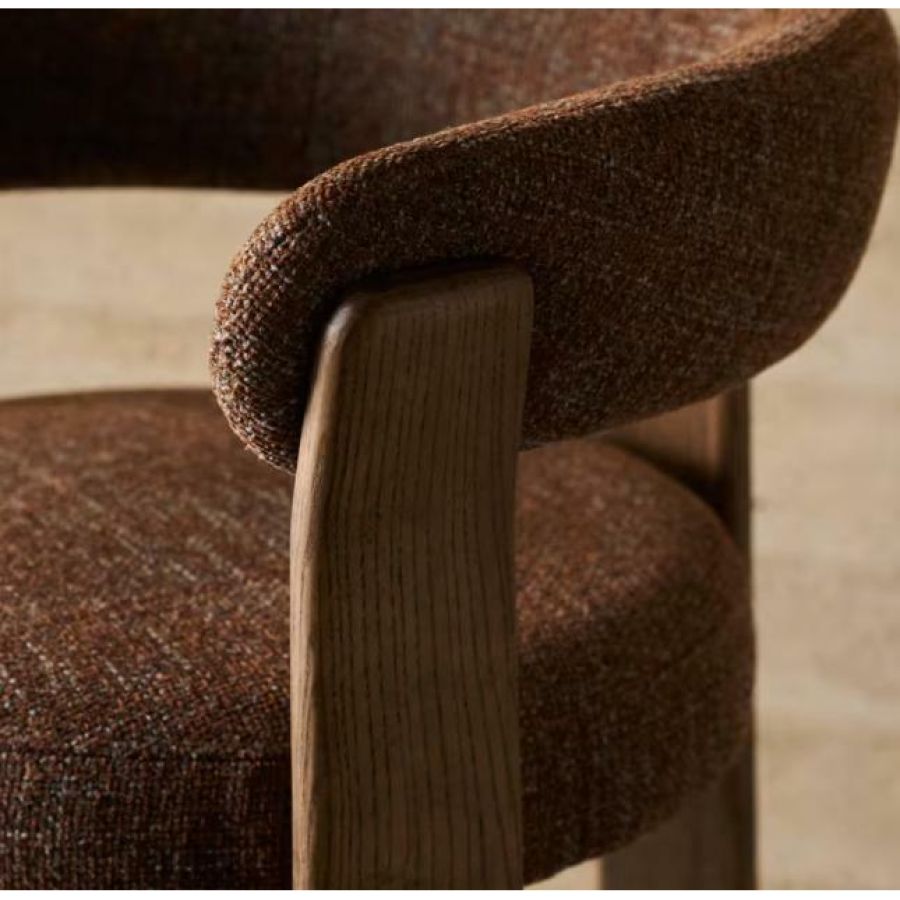 Chenille and Walnut Chair 3 Legs 'Granite'
