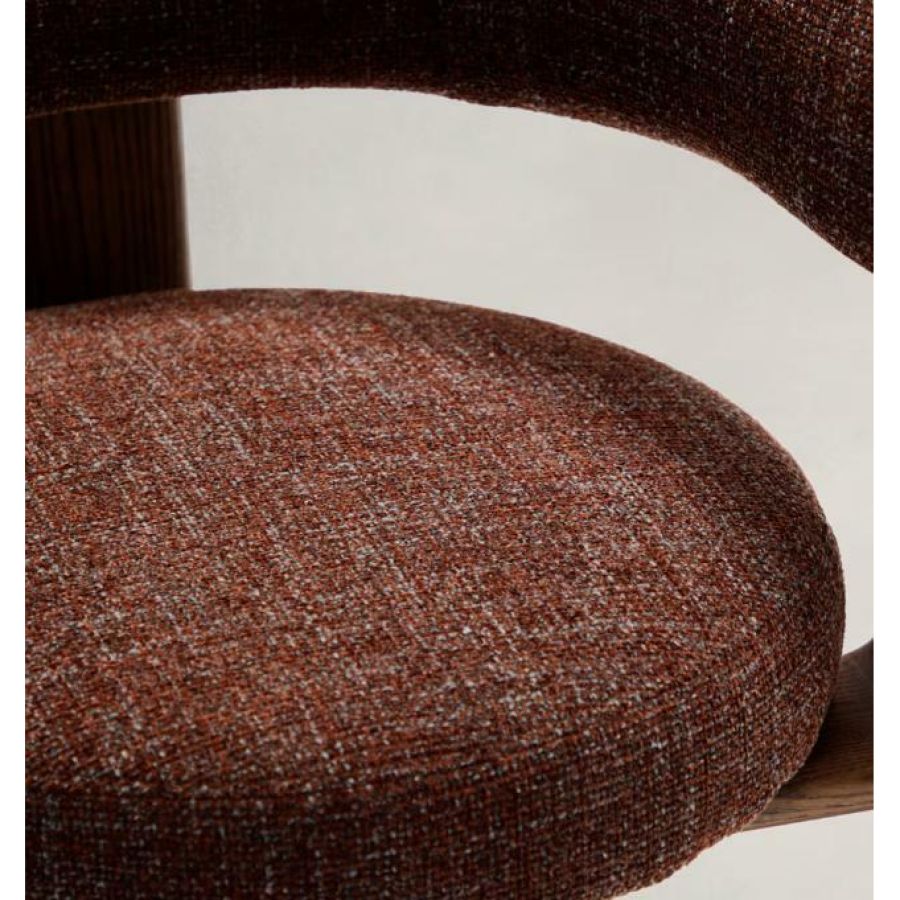 Chenille and Walnut Chair 3 Legs 'Granite'