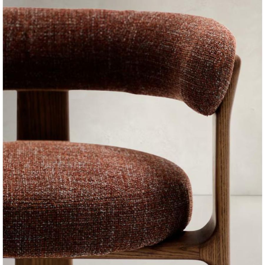 Chenille and Walnut Chair 3 Legs 'Granite'