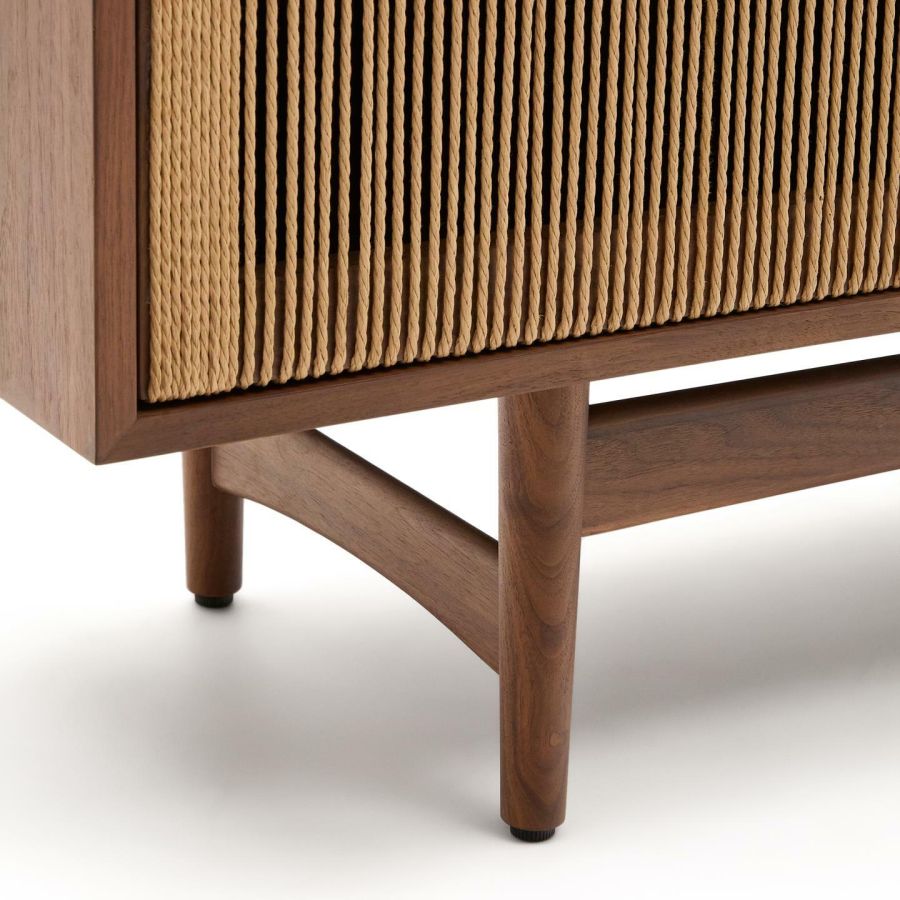Walnut and Rope TV stand 'Elan'