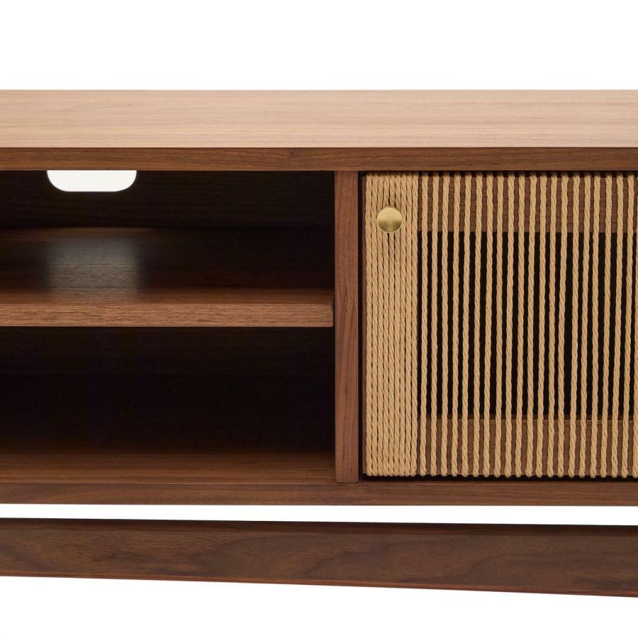 Walnut and Rope TV stand 'Elan'