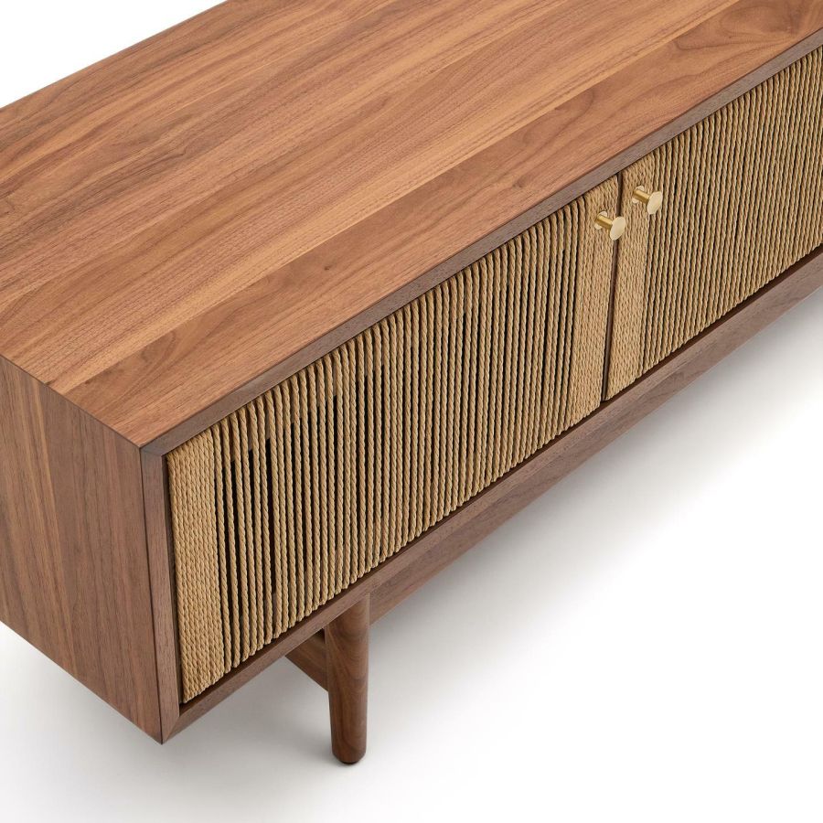 Walnut and Rope TV stand 'Elan'