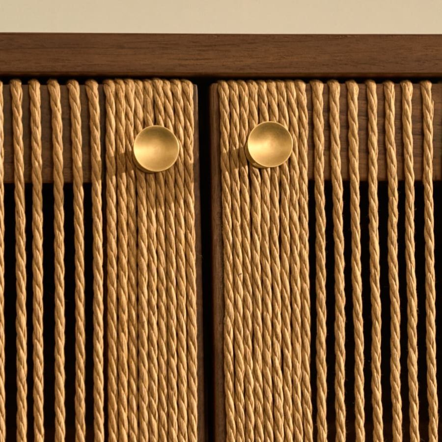 Walnut and Rope TV stand 'Elan'