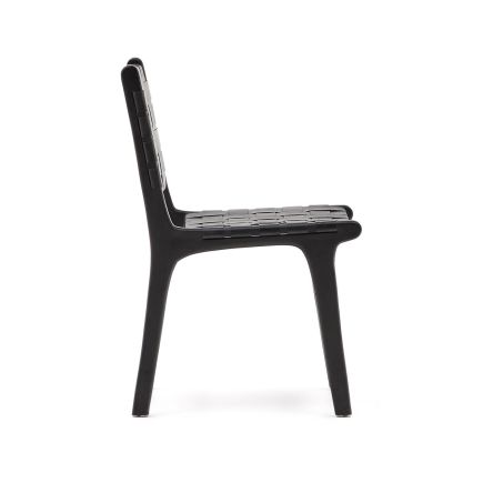 Vista Lateral Izquierda Silla de Comedor Piel y Madera ‘Calixta’ Negro