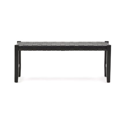 Vista Lateral Derecha Banco Madera y Piel ‘Calixta’ Negro