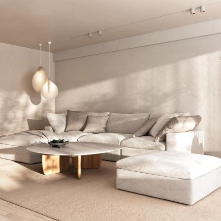 Foto en Ambiente Salón Mesa de Centro en Mármol y Madera ‘Lalande’