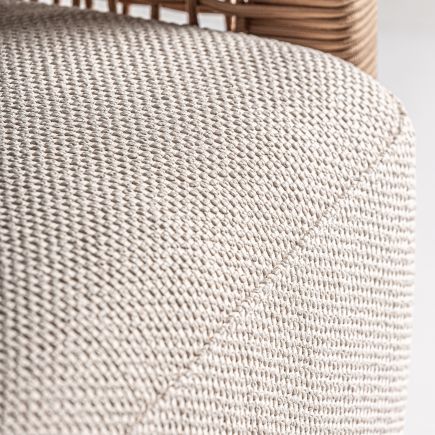 Detalle de Tela Asiento Sillón de Exterior Madera y Cuerda ‘Wolff’