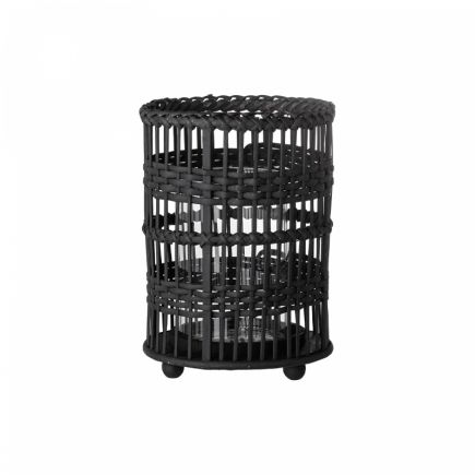 Black Rattan Candle Holder Skip : Procomobel