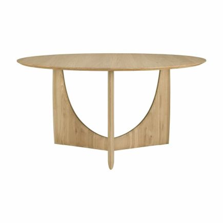 Vista Frontal Mesa Comedor Redonda Roble Geometric
