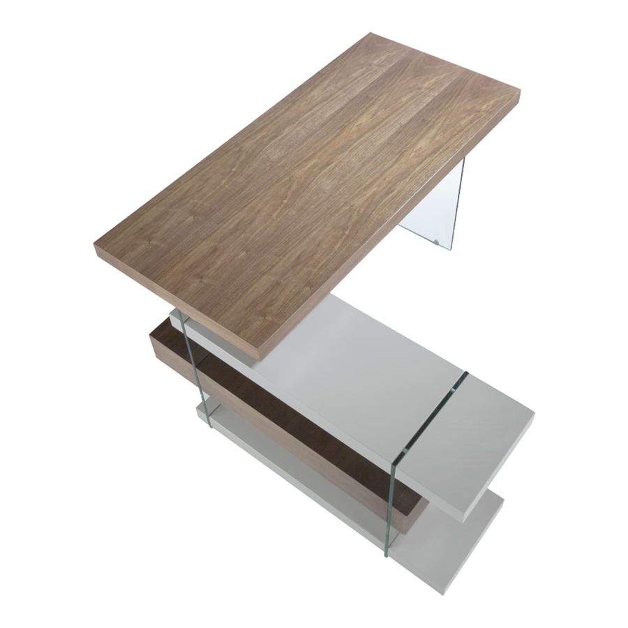 Escritorio de Madera Nogal y Cristal ‘Hilaire’