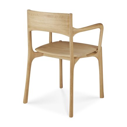 Vista Trasera Silla con Brazos Madera de Roble PI