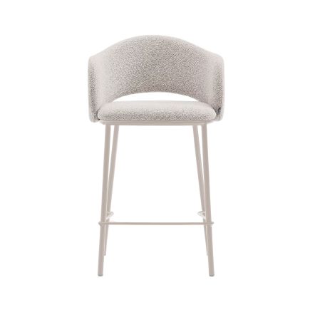 Vista Lateral Derecha Taburete Tapizado Chenilla ‘Maina’ Beige