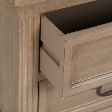 Imagen de Detalle cajon abierto Mesita de Noche Blanco Madera ‘Aillem