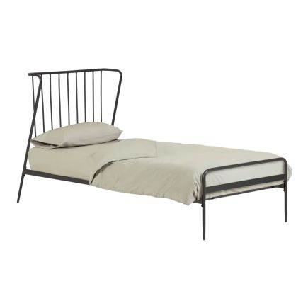 Vista Lateral Derecha Cama Individual de Metal Grafito Narlu