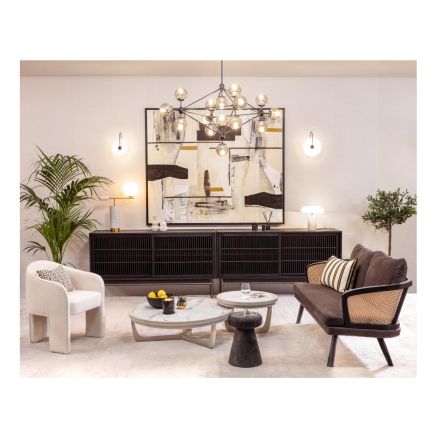 Foto en Ambiente Salón Sofá Mesa de Centro Piedra y Madera ‘Nowak’