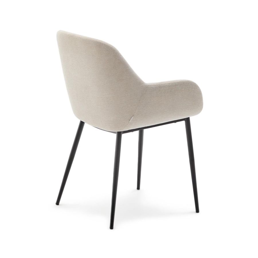 Beige Chenille Upholstered Chair 'Konna'
