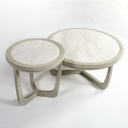 Vista Lateral Izquierda Mesa Auxiliar Pequeña Piedra y Madera ‘Nowak’