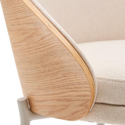 Imagen de Detalle Madera Taburete de Chenilla Beige ‘Eamy’