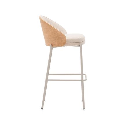 Vista Lateral Izquierda Taburete de Chenilla Beige ‘Eamy’