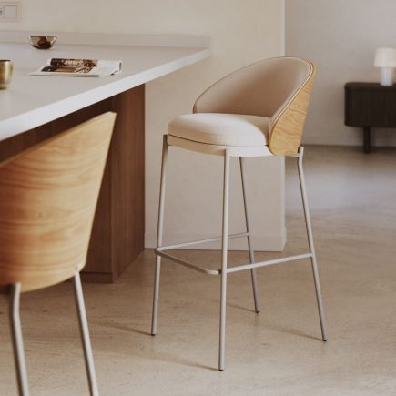 Foto en Ambiente Taburete de Chenilla Beige ‘Eamy’