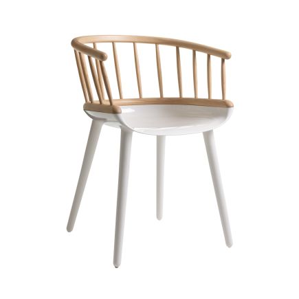 Vista Frontal Sillón de Madera ‘Cyborg’ Natural Blanco