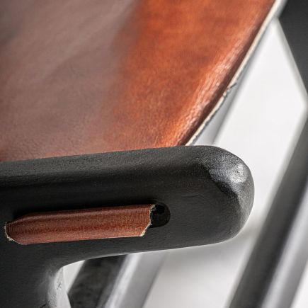 Imagen de Detalle Materiales Sillón Piel y Madera Cuvillier