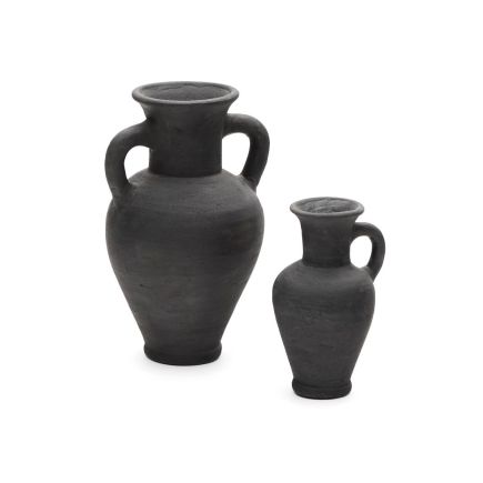 Vista Lateral Derecha Set de 2 Jarrones de Terracota Negra ‘Tefare’