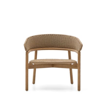 Vista Frontal Sillón de Exterior Madera y Cuerda Arinella