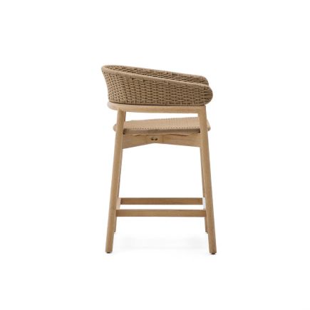 Vista Lateral Derecha Taburete de Exterior Madera y Cuerda Arinella 65 cm
