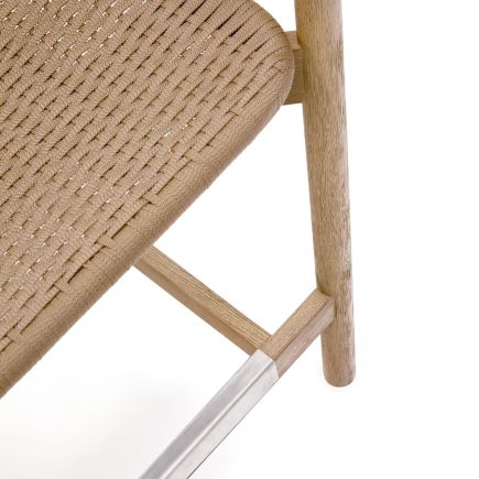 Imagen de Detalle Asiento Taburete de Exterior Madera y Cuerda Arinella 65 cm