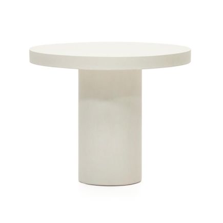 Vista Frontal Mesa Redonda Cemento Aiguablava Blanco Ø90cm
