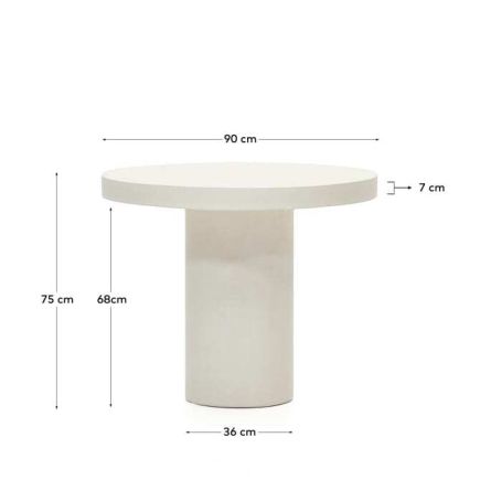 Mesa Redonda Cemento Aiguablava Dimensiones 90cm